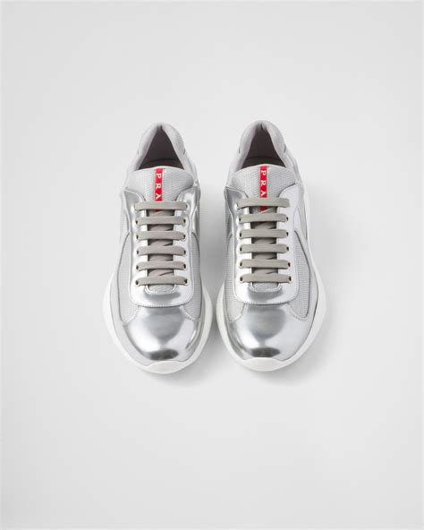 prada america's cup metallic leather and bike fabric sneakers|prada america cups size 14.